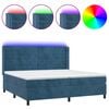vidaXL Posteľn&yacute; r&aacute;m boxsping matrac a LED tmavomodr&yacute; 200x200 cm zamat