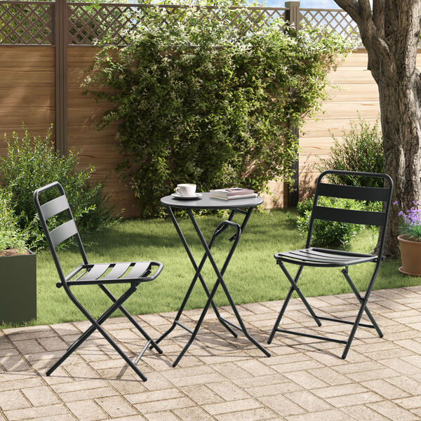 vidaXL Z&aacute;hradn&yacute; bistro set 3 pcs Antracit Oceľ