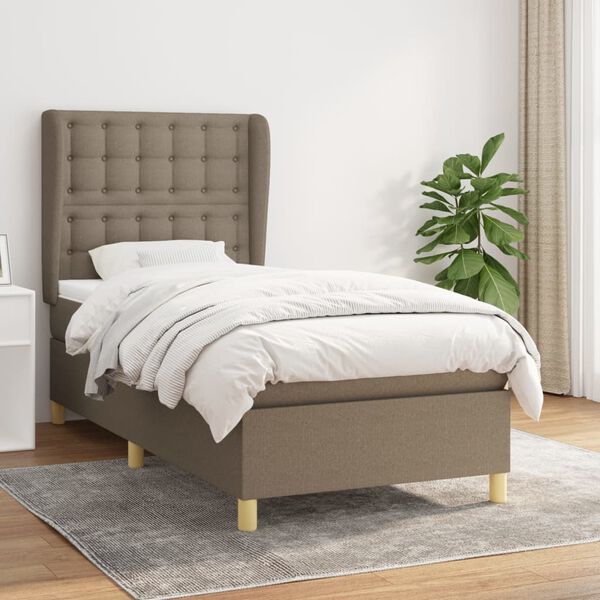 vidaXL Posteľn&yacute; r&aacute;m boxspring s matracom sivohned&yacute; 90x190 cm l&aacute;tka