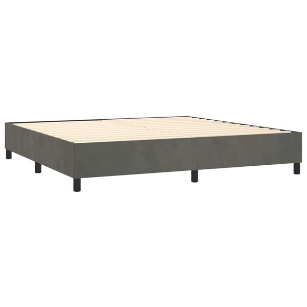 vidaXL Posteľn&yacute; r&aacute;m boxspring s matracom tmavosiv&yacute; 200x200 cm zamat