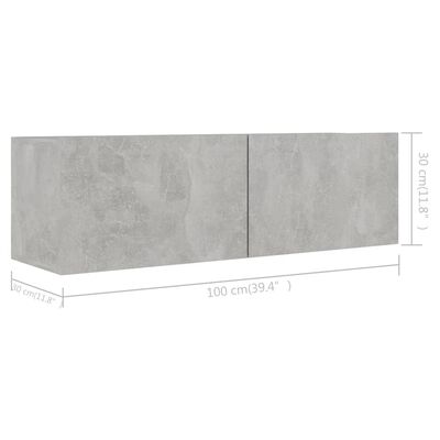 vidaXL 9-dielna súprava TV skriniek betónovo-sivá drevotrieska