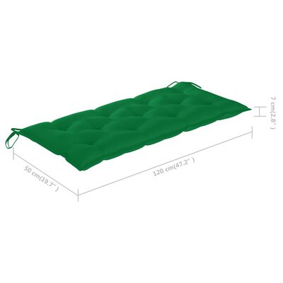 vidaXL Záhradná lavička, zelená podložka 120 cm, tíkový masív