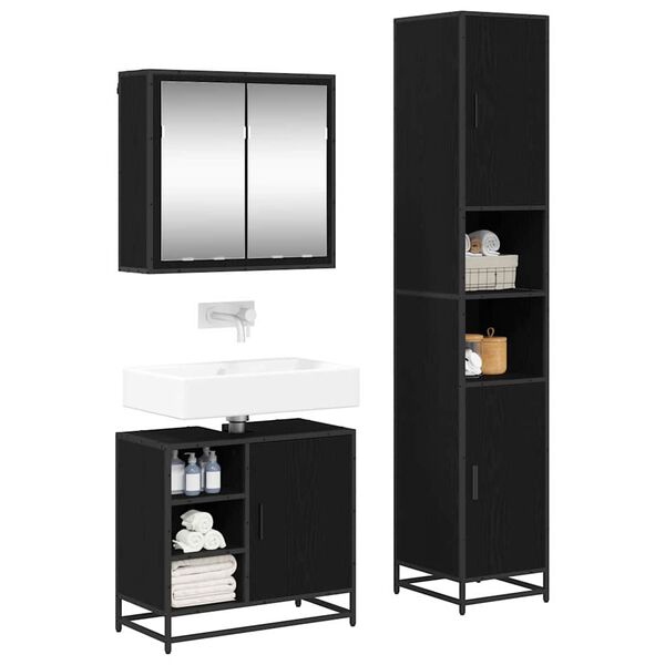 vidaXL Sada kúpeľňového nábytku 3 pcs Čierny dub Kompozitné drevo