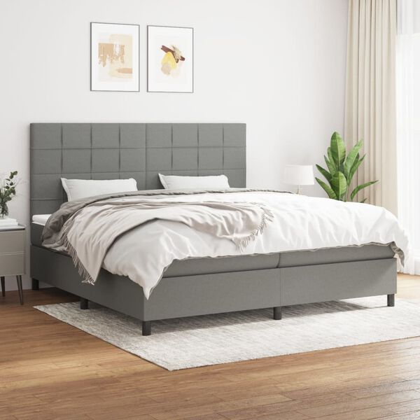 vidaXL Boxspring posteľ s matracom tmavosiv&aacute; 200x200 cm l&aacute;tka