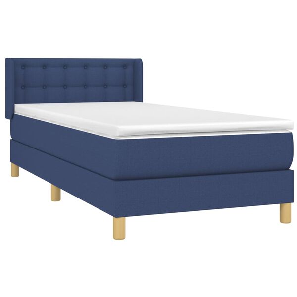 vidaXL Posteľn&yacute; r&aacute;m boxspring s matracom modr&yacute; 90x200 cm l&aacute;tka