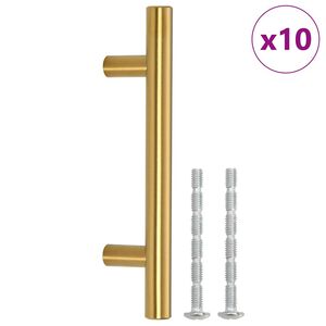 vidaXL Rukov&auml;te na skrinku 10 ks zlat&eacute; rozstup otvorov 64 mm celkov&aacute; dĺžka 100 mm nehrdzavej&uacute;ca oceľ