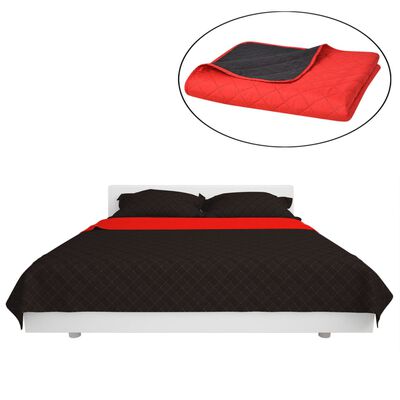 vidaXL Obojstranná posteľná prikrývka, červená a čierna, 230 x 260 cm