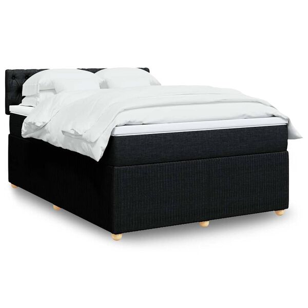 vidaXL Posteľn&yacute; r&aacute;m boxspring s matracom čierny 140x200 cm l&aacute;tka