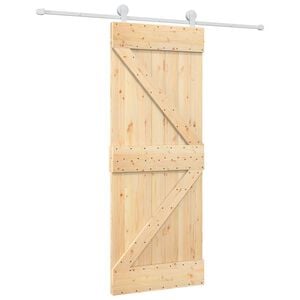 vidaXL Posuvn&eacute; dvere Pr&iacute;rodn&aacute; a biela 80 x 210 cm Borovicov&yacute; mas&iacute;v