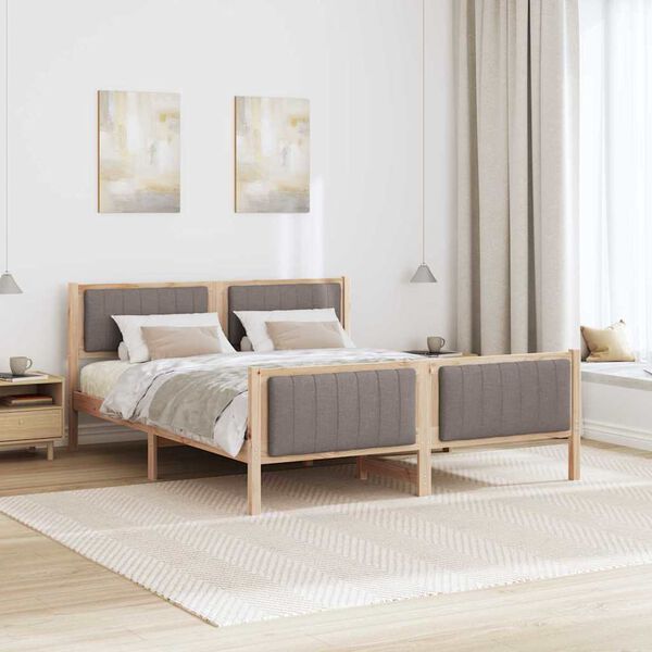 vidaXL R&aacute;m postele Hned&aacute; a taupe 150 x 200 cm Borovicov&yacute; mas&iacute;v