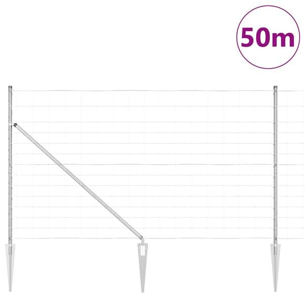 vidaXL Stĺp na plot. Zinkovan&yacute; 50 x 1,4 m Oceľ