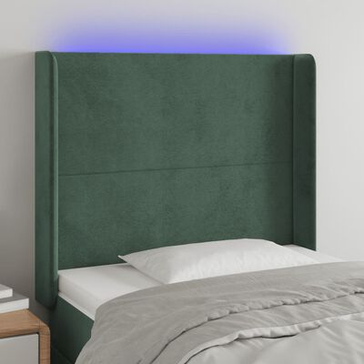vidaXL Čelo postele s LED tmavozelené 103x16x118/128 cm zamat
