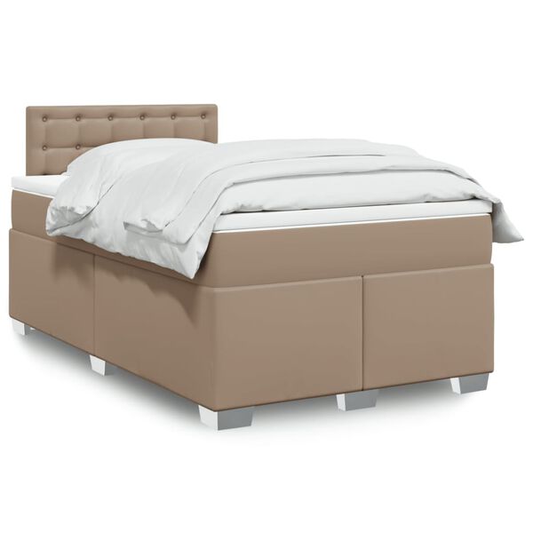 vidaXL Boxspring posteľ+matrac, kapuč&iacute;nov&aacute; 120x190cm, umel&aacute; koža