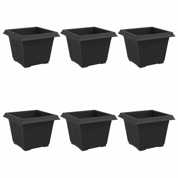 vidaXL &Scaron;tvorcov&yacute; črepn&iacute;k na kvety 6 pcs Čierna 23 x 23 x 17,5 cm Plast