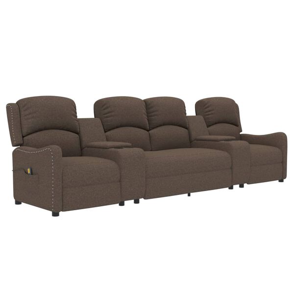 vidaXL 4-miestne sklápacie masážne kreslo+držiaky na poháre, sivohnedé