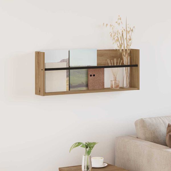 vidaXL Reg&aacute;l na časopisy s poličkou Remeseln&yacute; dub 80 x 12 x 30 cm