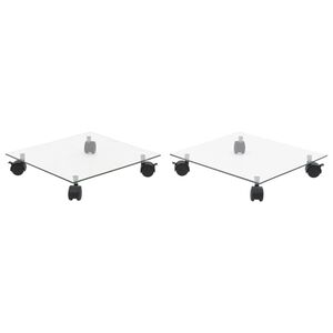 vidaXL Podstavec pod kvetin&aacute;č na kolieskach 2 ks 35x35 cm &scaron;tvorcov&yacute; sklen&yacute;