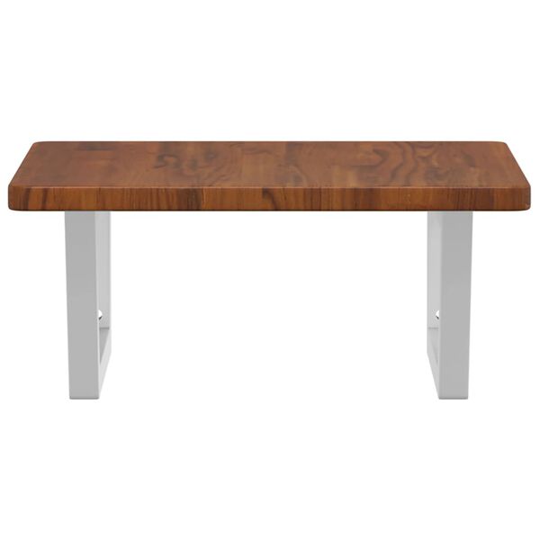 vidaXL Polica pod umývadlo, nástenná, oceľ a dubový masív