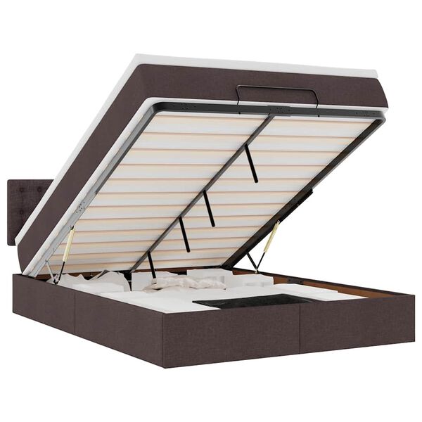 VidaXL Osmansk&aacute; posteľ s matracom a LED di&oacute;dami Tmavohned&aacute; L&aacute;tka