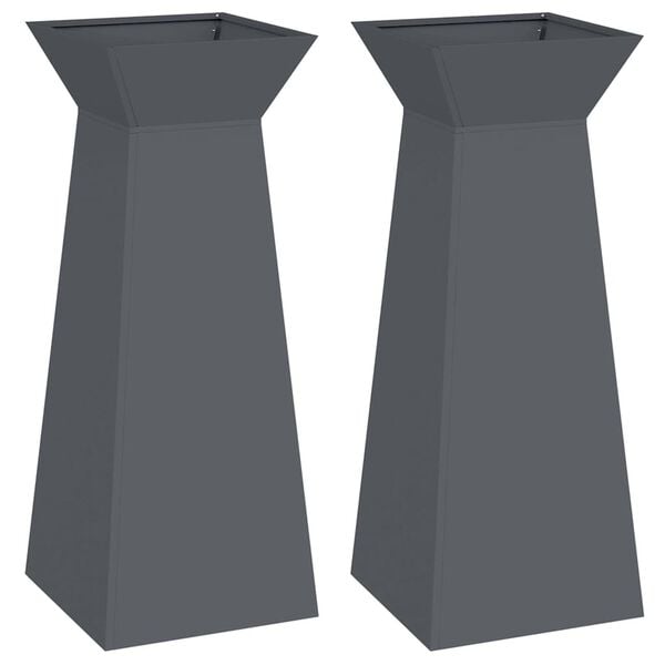 vidaXL Stĺpov&yacute; kvetin&aacute;č 2 pcs Antracit 40 x 40 x 100 cm
