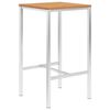 vidaXL Barov&yacute; st&ocirc;l 60x60x105 cm teakov&yacute; mas&iacute;v a nehrdzavej&uacute;ca oceľ