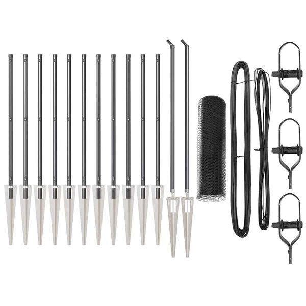 vidaXL Stĺp na plot. Siv&aacute; 25 x 0,5 m (25 mm sieťovina) Oceľ