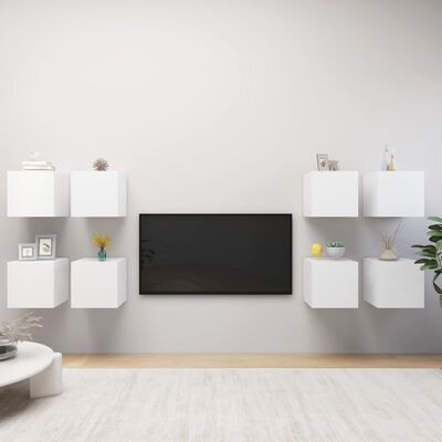 vidaXL Nástenné TV skrinky 8 ks biele 30,5x30x30 cm