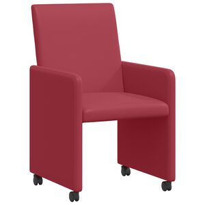 vidaXL Jed&aacute;lensk&eacute; stoličky na kolieskach 2 pcs v&iacute;novo červen&aacute;