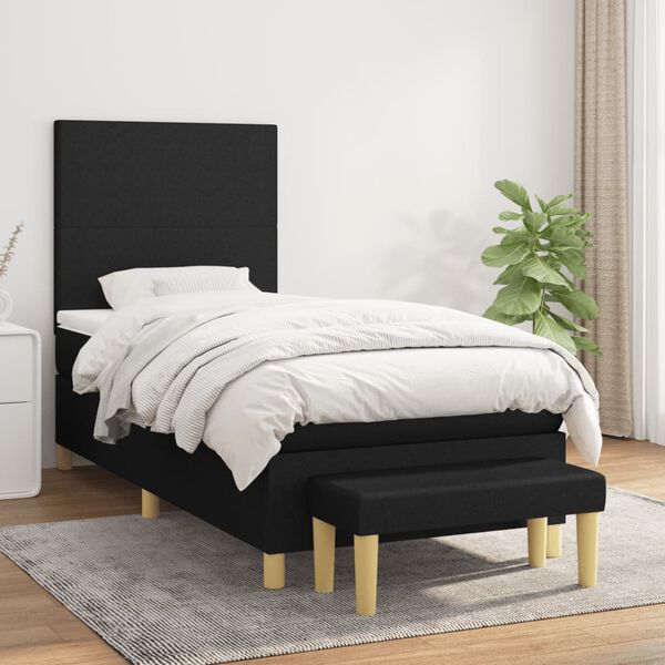 vidaXL Posteľn&yacute; r&aacute;m boxspring s matracom čierny 80x200 cm l&aacute;tka