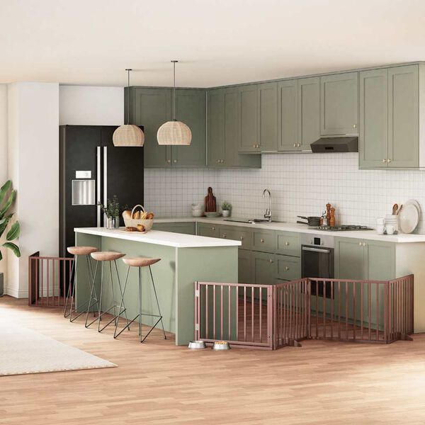 vidaXL Br&aacute;na pre psa s dvere sklad. 8 pan. hned&aacute; 640 cm topoľov&eacute; drevo