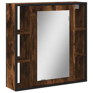 vidaXL K&uacute;peľ. skrinka so zrkadlom dymov&yacute; dub 60x16x60 cm kompoz. drevo
