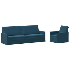 vidaXL Sada pohoviek 2 pcs Modr&aacute; Zamat
