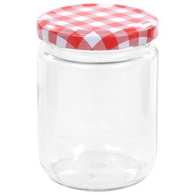 vidaXL Zaváracie poháre s bielo-červenými viečkami 48 ks 230 ml sklo