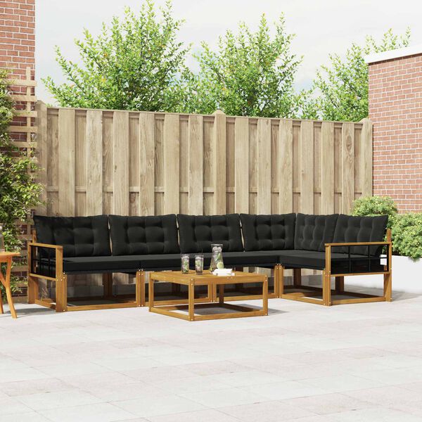 vidaXL Z&aacute;hradn&aacute; s&uacute;prava gaučov s vank&uacute;&scaron;om 6 pcs Pr&iacute;rodn&aacute; a čierna