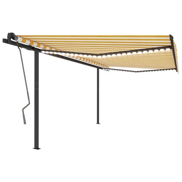 vidaXL Automatická markíza, LED a senzor vetra 4x3 m, žltá/biela
