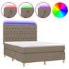 vidaXL Posteľ boxsping s matracom a LED sivohned&aacute; 140x190 cm l&aacute;tka