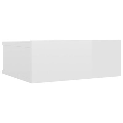 vidaXL Nástenný nočný stolík, lesklý biely 40x30x15cm kompozitné drevo