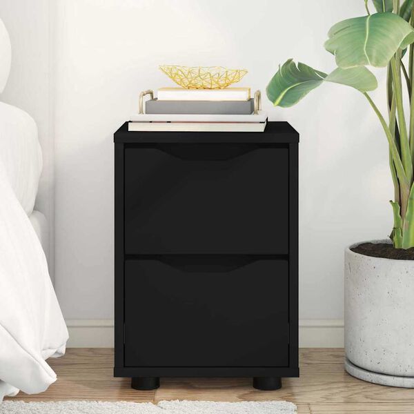 vidaXL Nočn&yacute; stol&iacute;k Čierna 30,5 x 30 x 43 cm Kompozitn&eacute; drevo