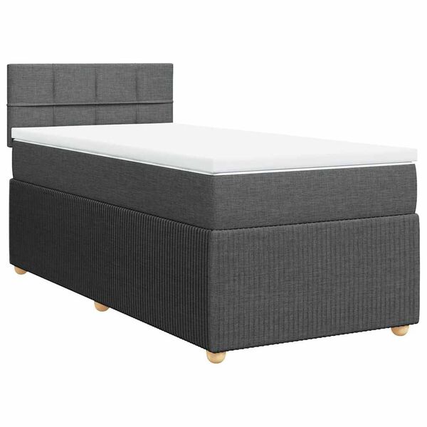 vidaXL Boxspring posteľ s matracom tmavosiv&aacute; 90x200 cm l&aacute;tka