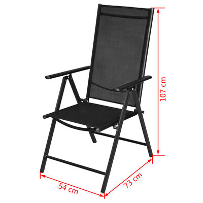 vidaXL Skladacie záhradné stoličky 9 ks, hliníkové, čierne