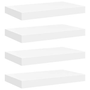 vidaXL Pl&aacute;vaj&uacute;ce n&aacute;stenn&eacute; police 4 ks, biele 40x23x3,8 cm, MDF