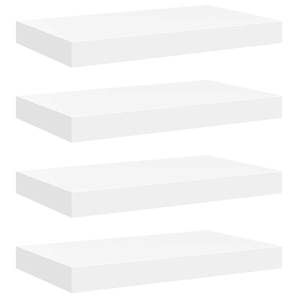 vidaXL Pl&aacute;vaj&uacute;ce n&aacute;stenn&eacute; police 4 ks, biele 40x23x3,8 cm, MDF