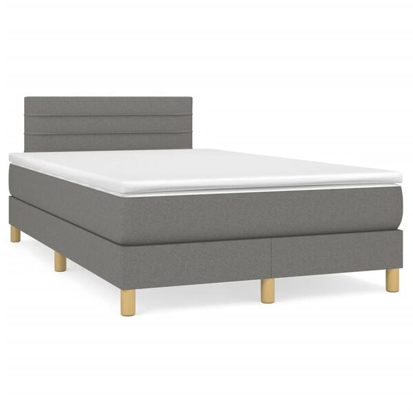 vidaXL Boxspring posteľ s matracom, tmavosiv&aacute; 120x190 cm, l&aacute;tka