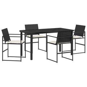 vidaXL Z&aacute;hradn&yacute; jed&aacute;lensk&yacute; set 5 pcs Čierna a kr&eacute;mov&aacute; polyratan