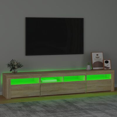 vidaXL TV skrinka s LED svetlami dub sonoma 210 x 35 x 40 cm
