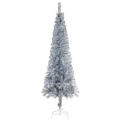 vidaXL Úzky vianočný stromček strieborný 180 cm