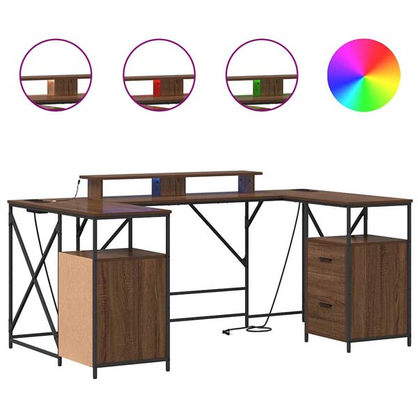 vidaXL Stôl so zásuvkou Hnedý dub 182 x 101 x 87,5 cm Kompozitné drevo