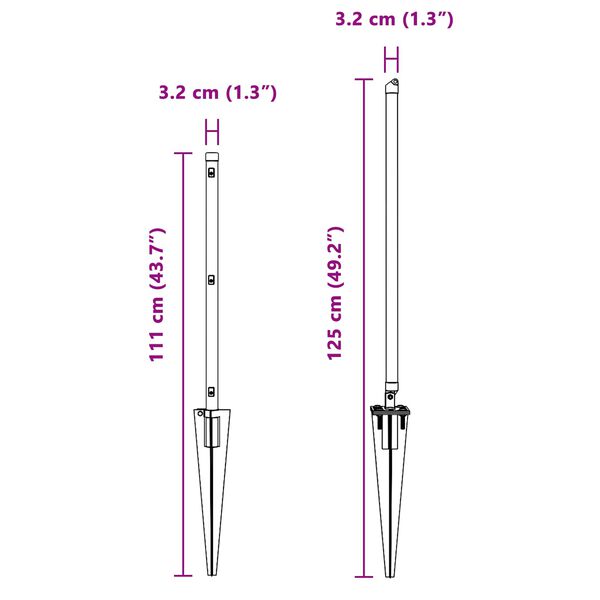 vidaXL Stĺp na plot. Iný 26 pcs Sivá 3,2 x 3,2 x 80 cm Oceľ