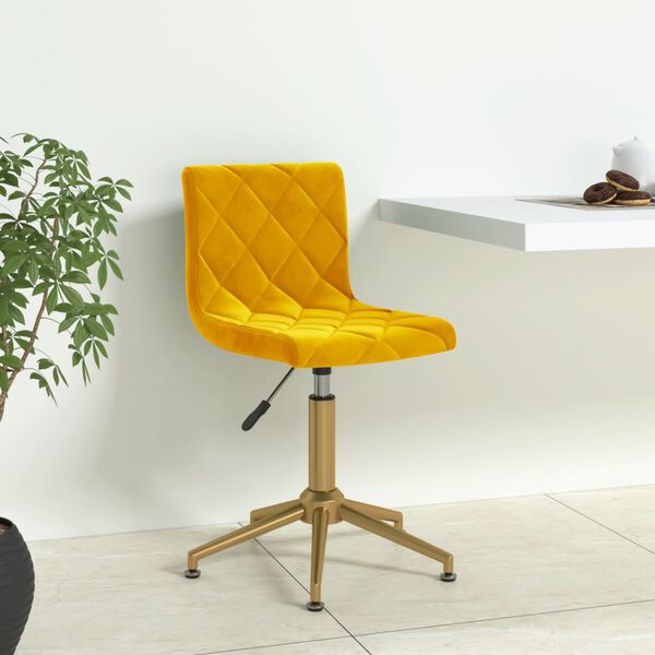 vidaXL Otočn&aacute; jed&aacute;lensk&aacute; stolička horčicovo-žlt&aacute; zamatov&aacute;