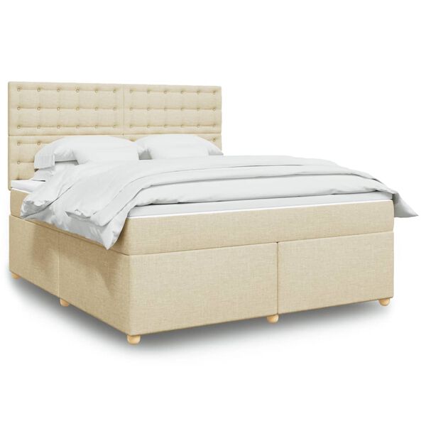 vidaXL Posteľn&yacute; r&aacute;m boxspring s matracom kr&eacute;mov&yacute; 180x200 cm l&aacute;tka